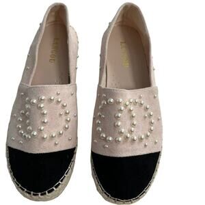 Langou Faux Suede Pearl Embellished Platform Espadrilles Women's  Size EU 40
